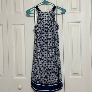 Mud Pie Navy and White Geometric Midi Dress